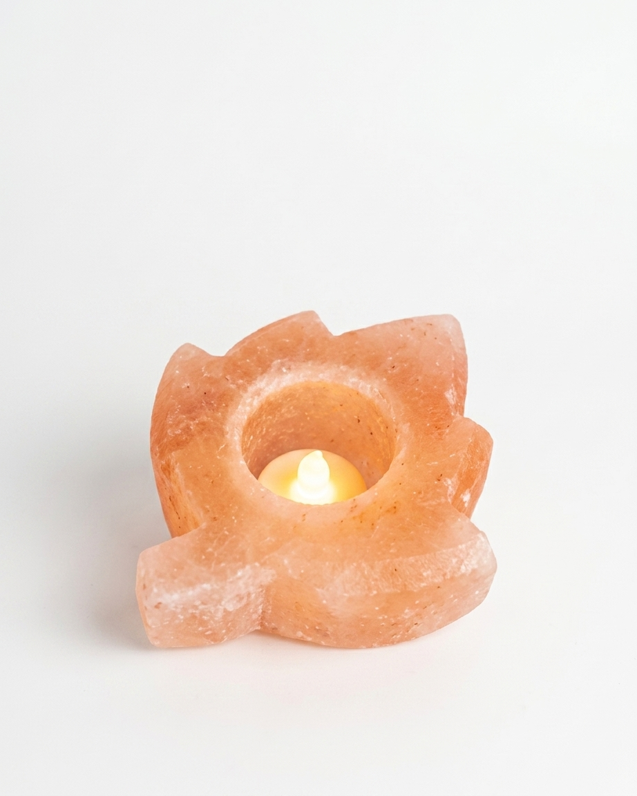 Himalayan Pink Salt Tea Light Candle Holder - Leaf Shape