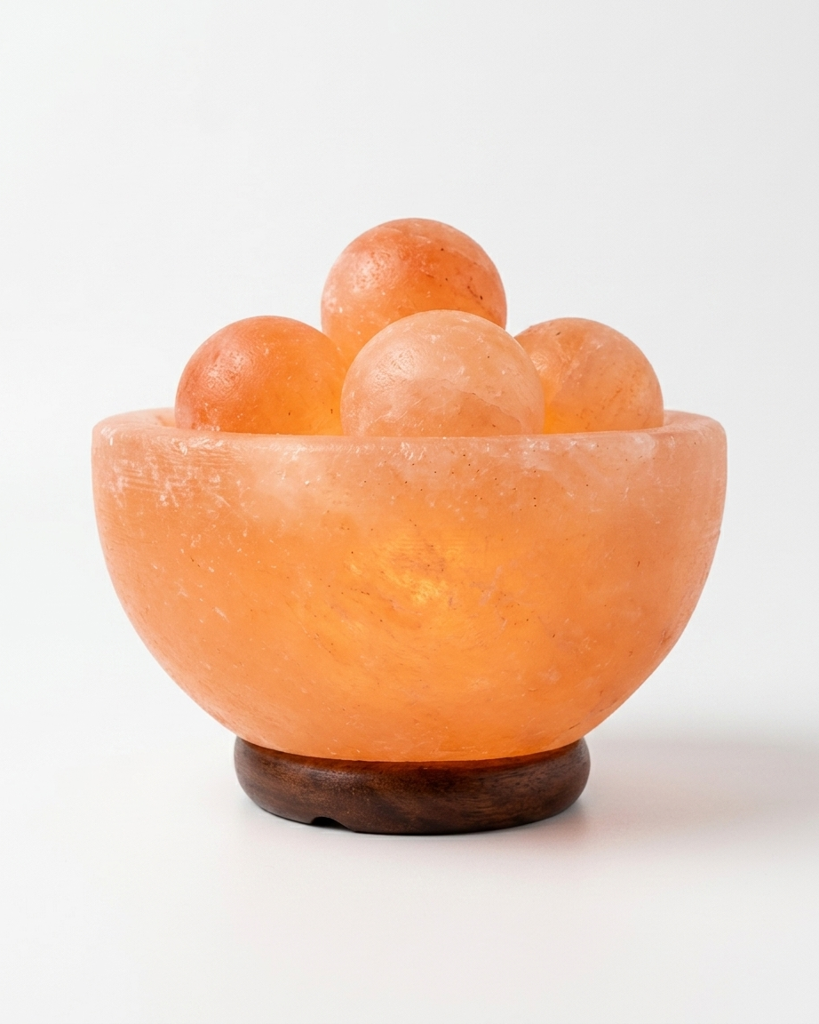 Himalayan Salt Bowl Lamp with Polished Balls