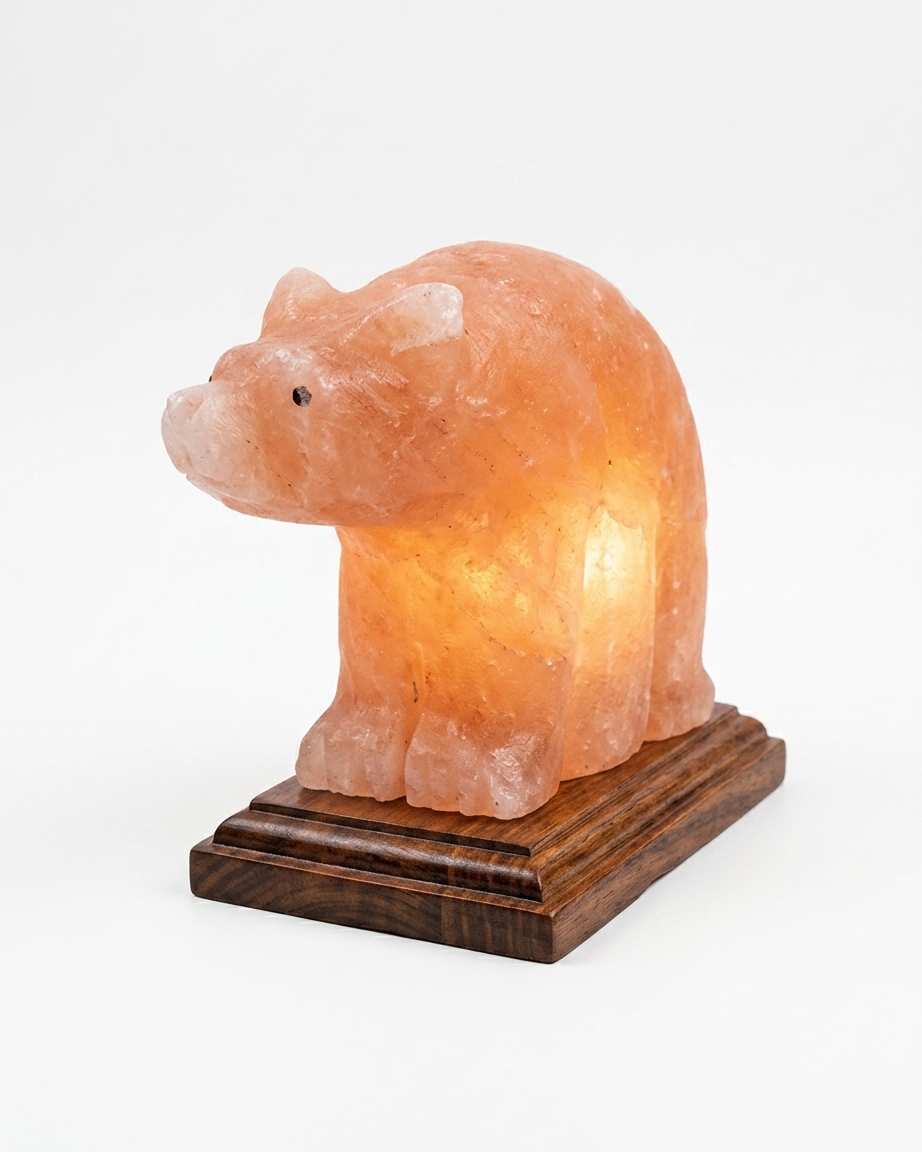 Himalayan Salt Carved Bear Lamp