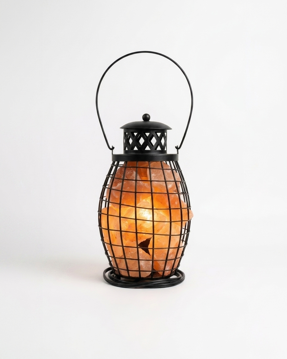 Himalayan Pink Salt Laltain Basket Lamp