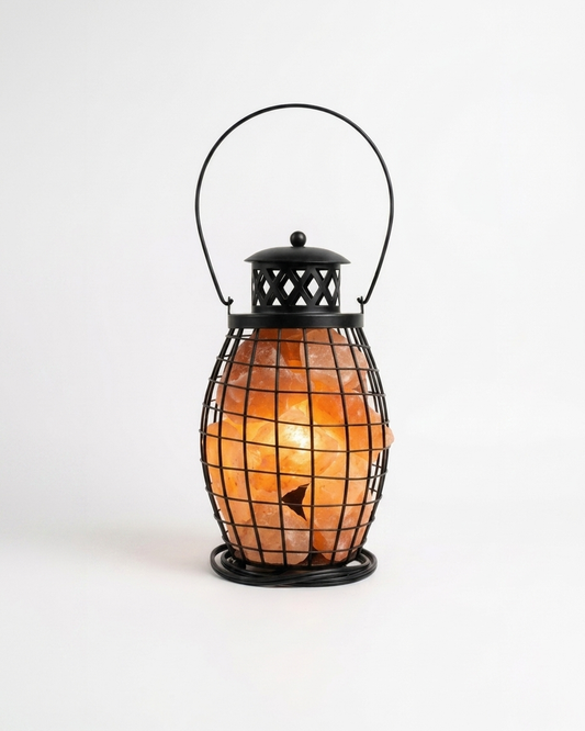 Himalayan Pink Salt Laltain Basket Lamp