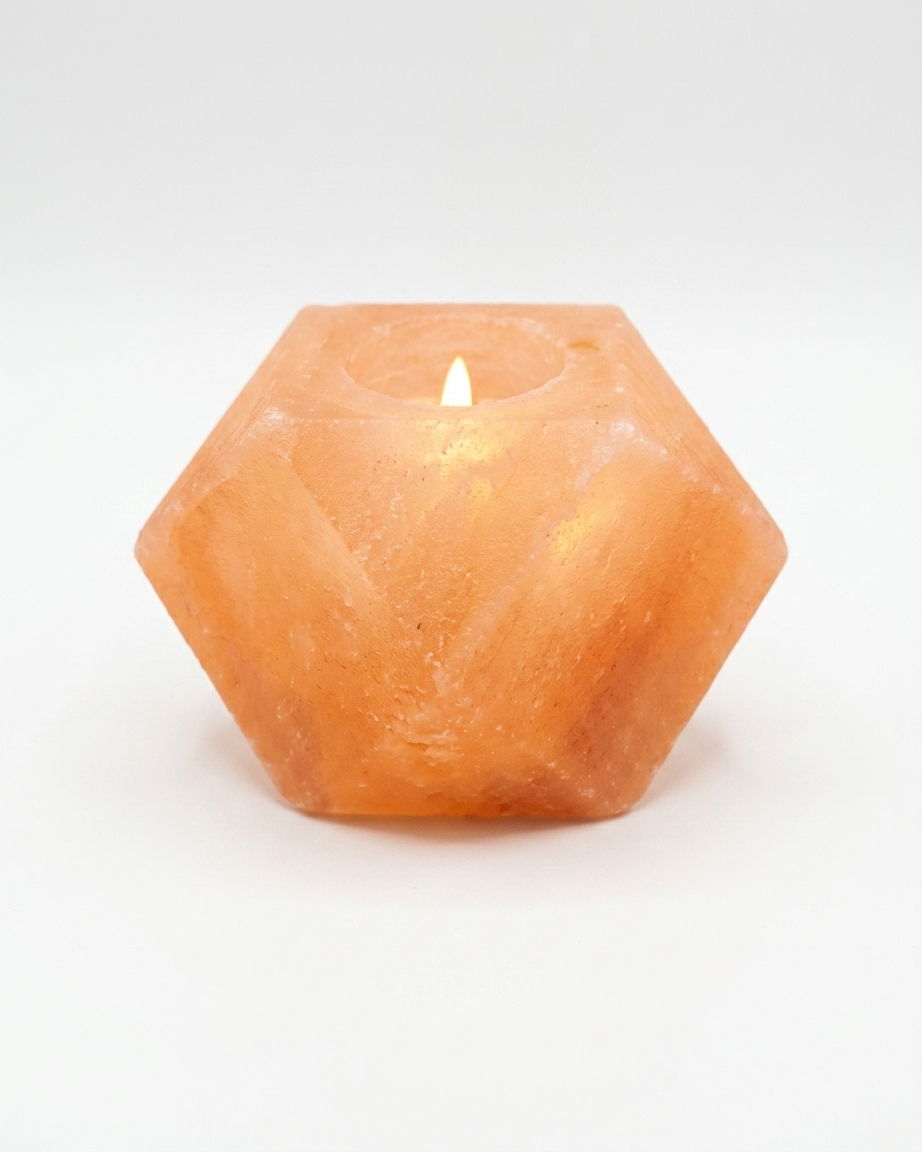 Himalayan Pink Salt Tea Light Candle Holder - Geometric Hexagon