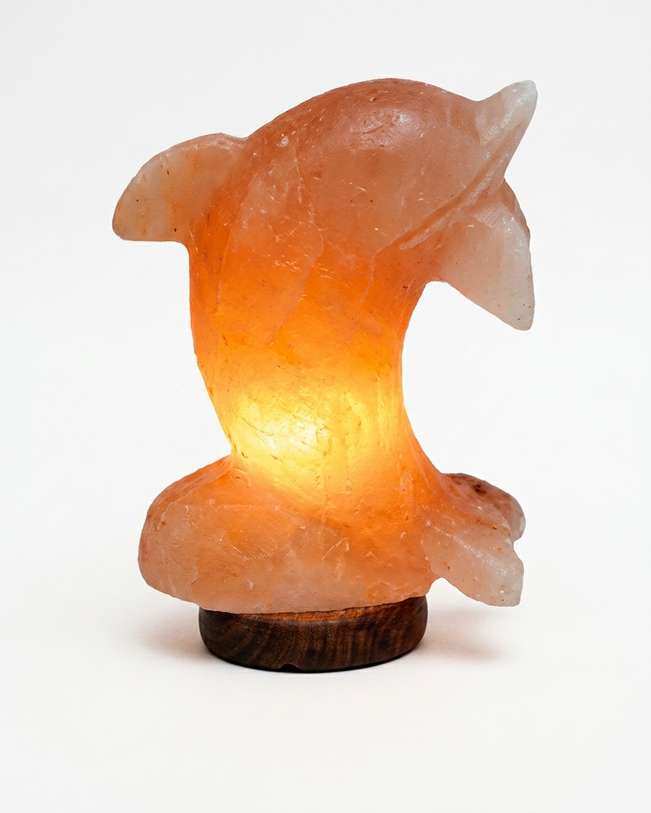 Himalayan Salt Carved Dolphin Lamp