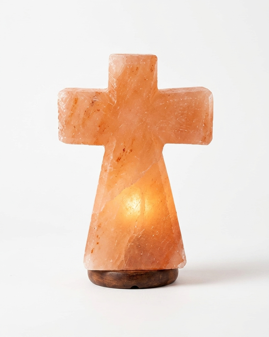 Himalayan Salt Carved Cross Lamp