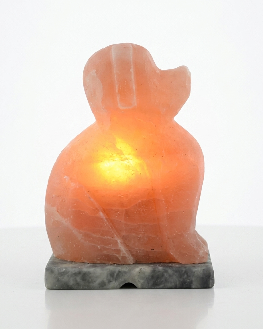Himalayan Salt Carved Dog / Puppy Lamp