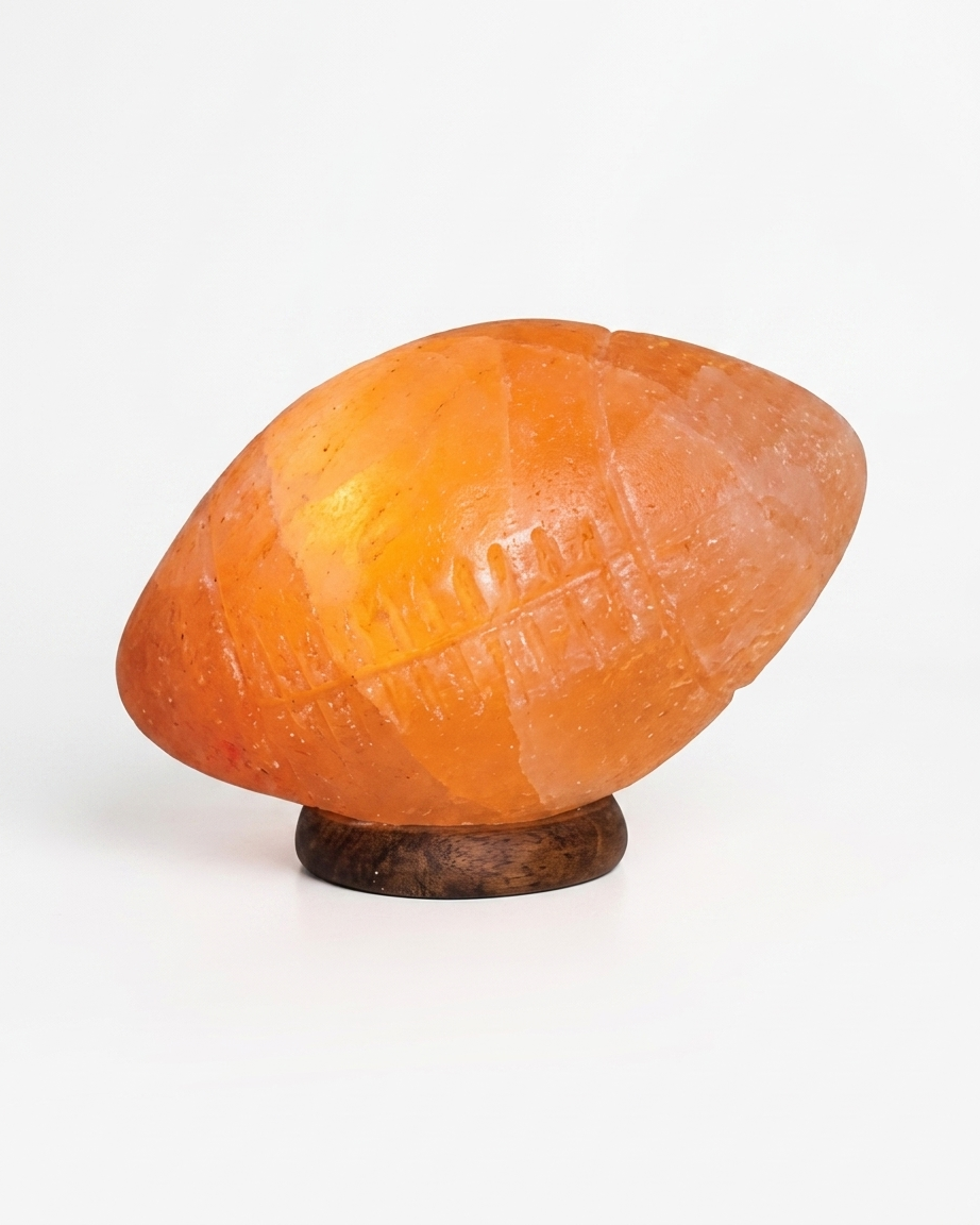 Himalayan Salt Carved Rugby / American Football Lamp